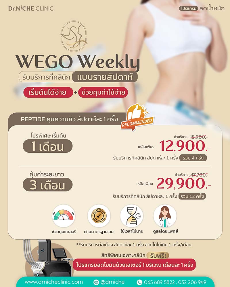 โปรแกรมลดน้ำหนัก Wego weekly ลดหุ่น คุมหิว รายสัปดาห์